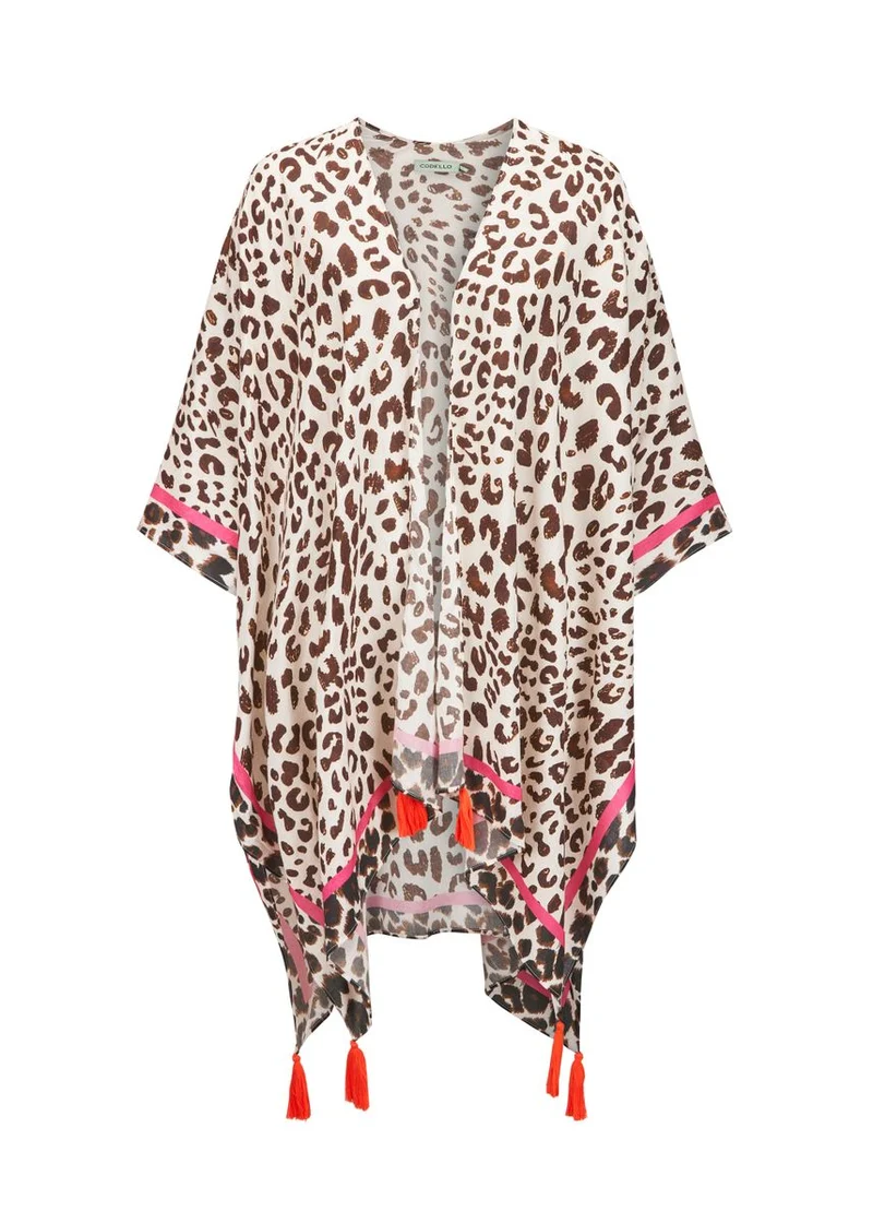 PONCHO VISCOSE LEO WITH CONTRAST LI
