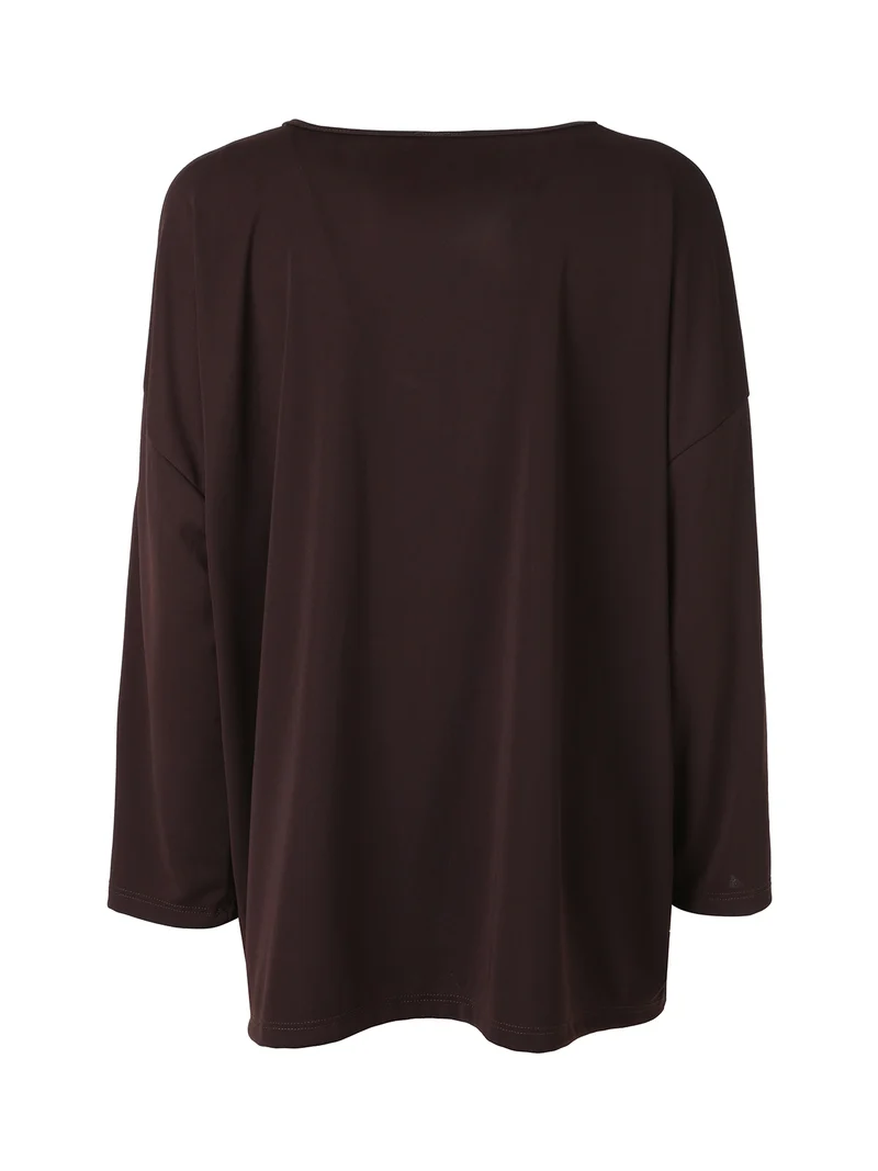 Blusa donna a maniche lunghe con scollo a V - moro