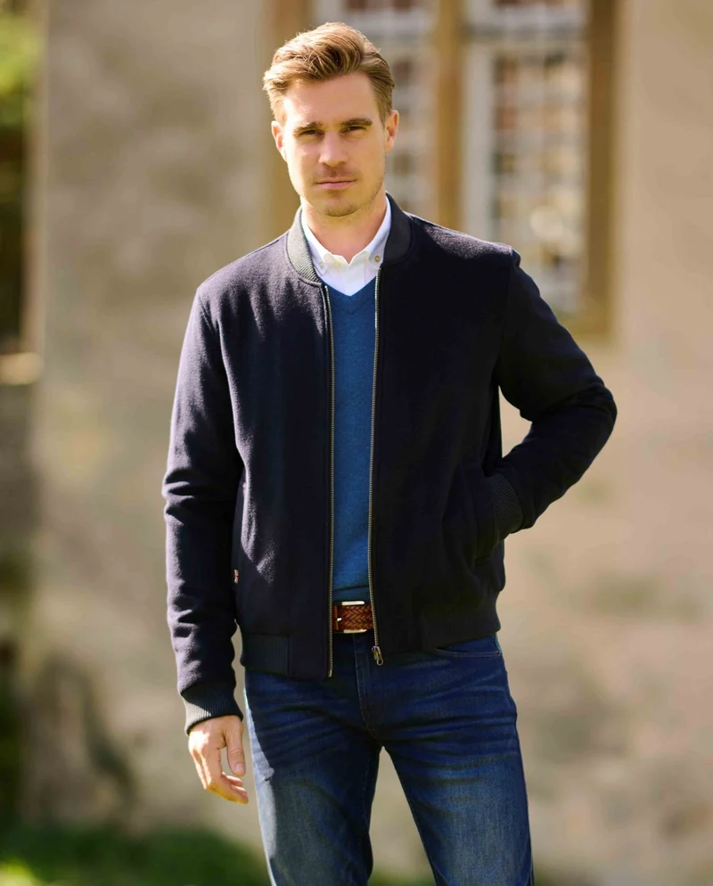 Herren Blouson "Lumber" aus Woll-Kaschmir Qualität in navy
