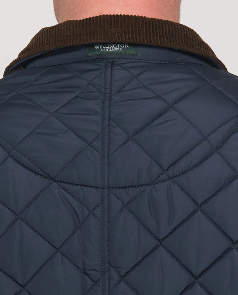 Herren Steppjacke "Boston" in navy mit Harris Tweed Applikationen