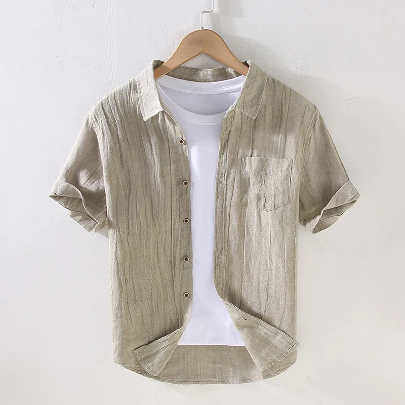 Elegant Short Sleeve Linen Shirt