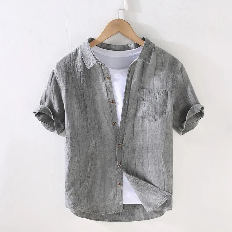 Elegant Short Sleeve Linen Shirt