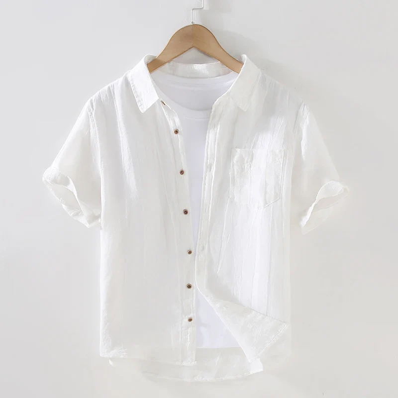 Elegant Short Sleeve Linen Shirt