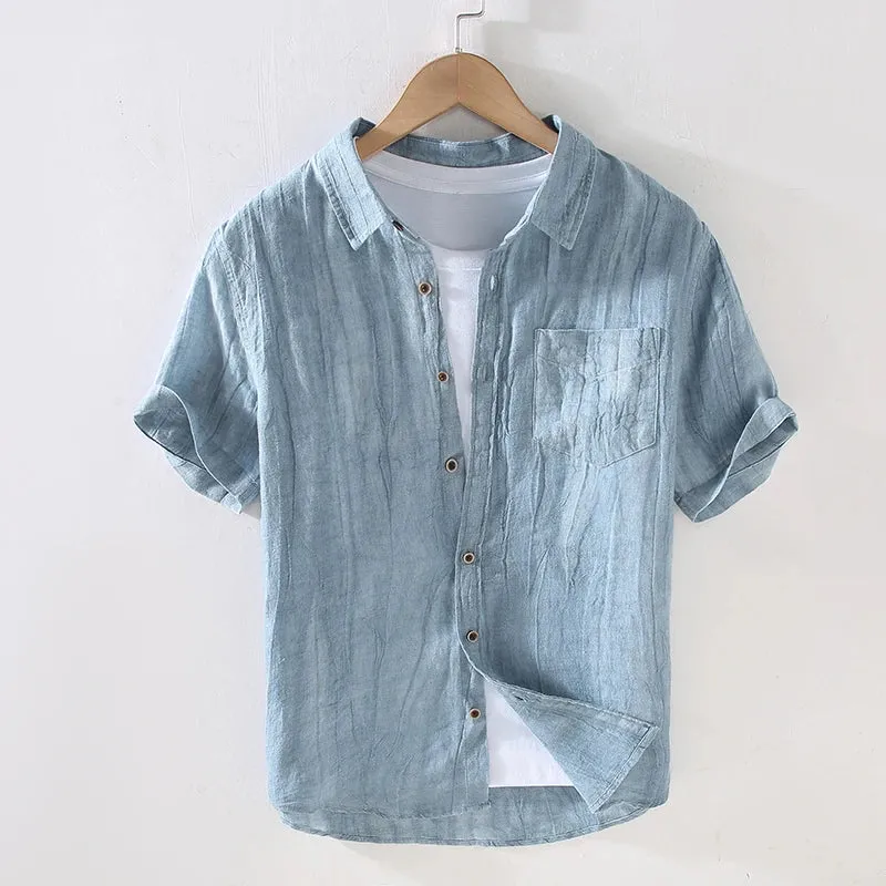 Elegant Short Sleeve Linen Shirt