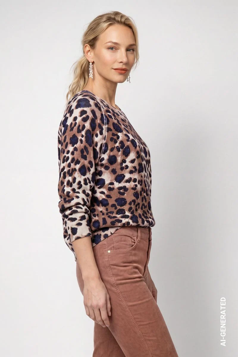 Strickpullover im Leopardenmuster