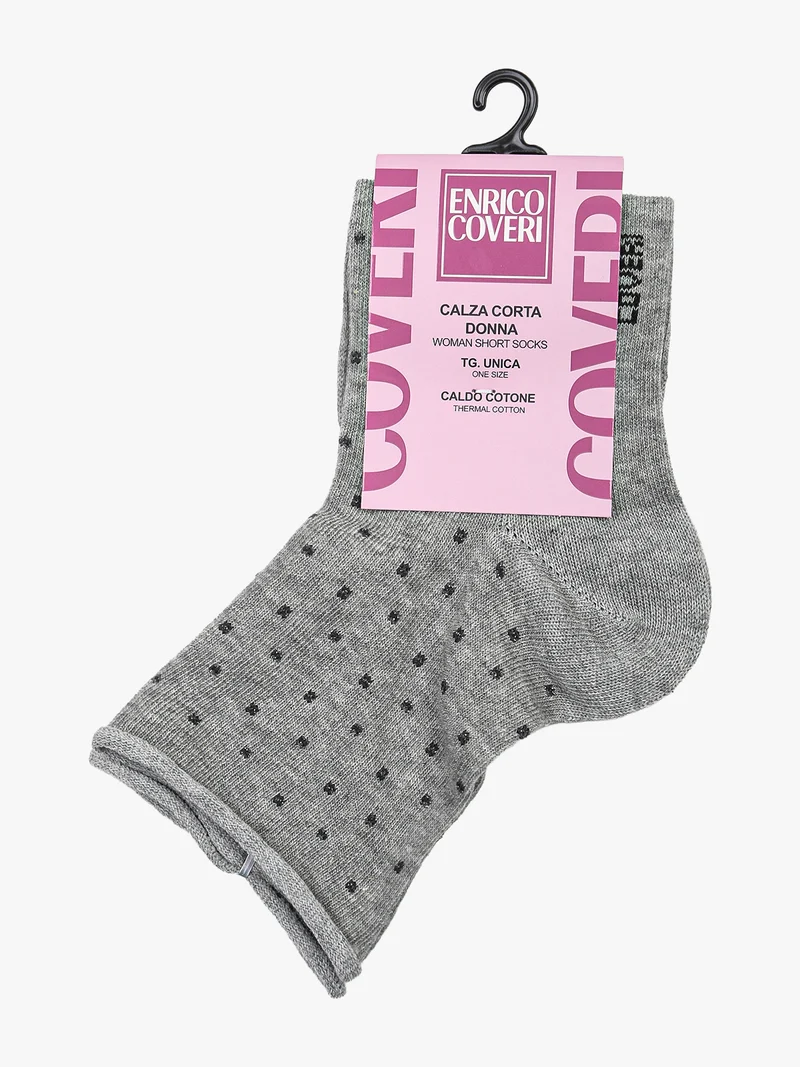 Calze corte da donna in caldo cotone con pois - grigio