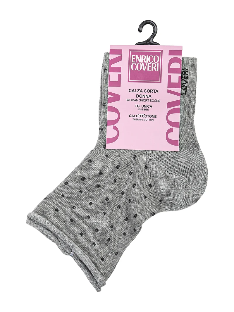 Calze corte da donna in caldo cotone con pois - grigio