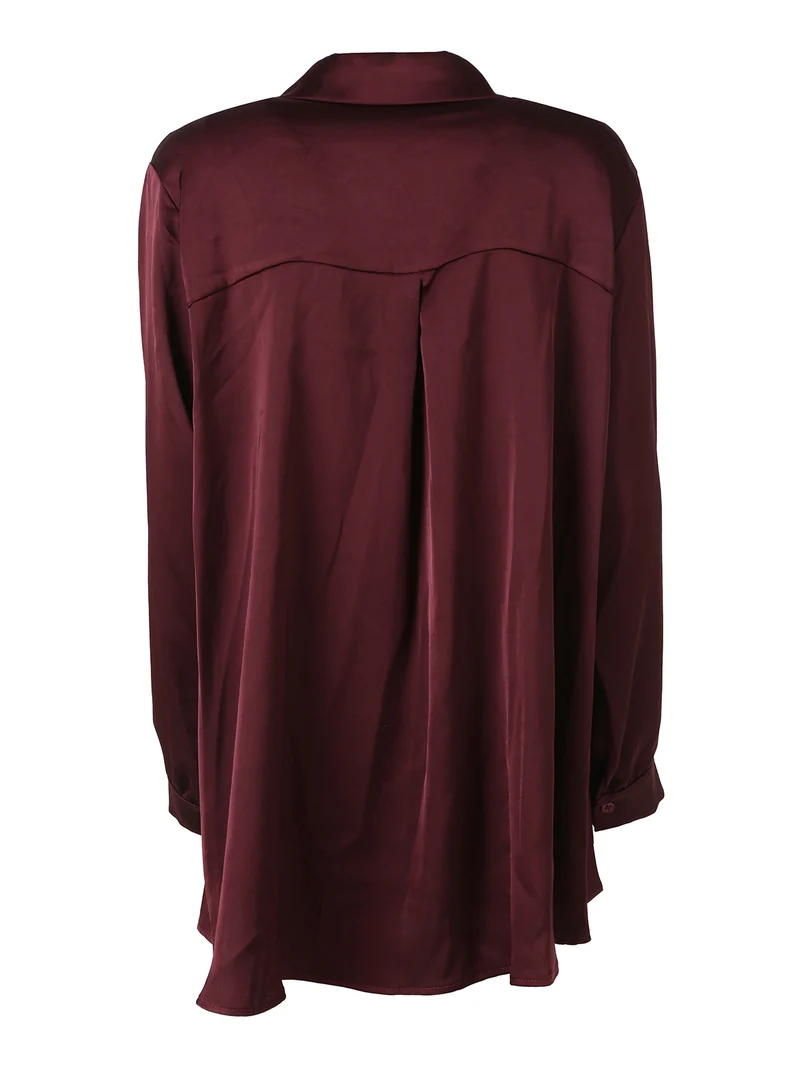 Camicia donna a maniche lunghe effetto raso linea curvy - bordeaux