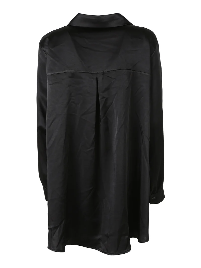 Camicia donna a maniche lunghe effetto raso linea curvy - nero