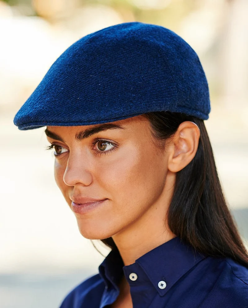 Harris Tweed Mütze "Henry Cap" in blue Twill