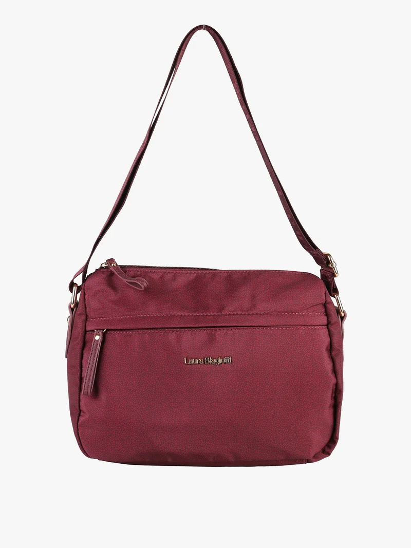 Borsa donna a tracolla in tessuto nylon con stampa texture - taupe