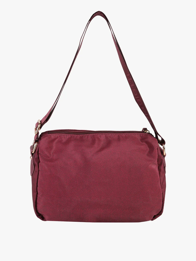 Borsa donna a tracolla in tessuto nylon con stampa texture - taupe