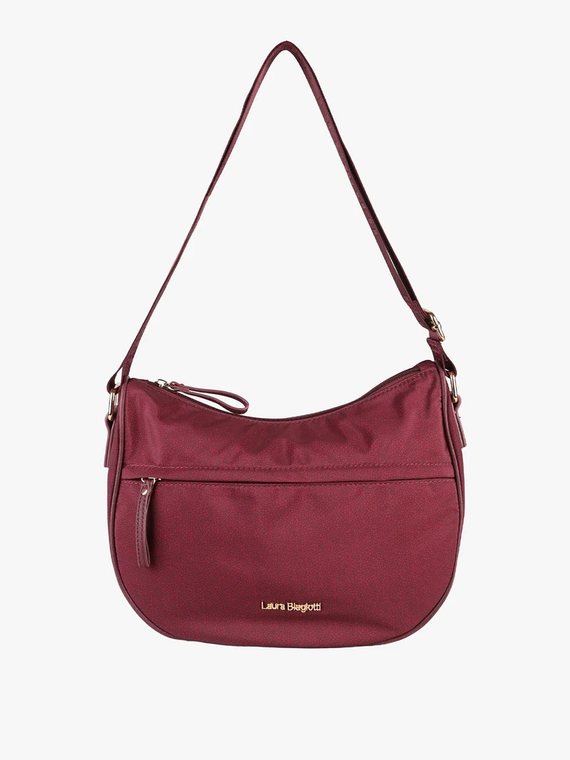 Borsa a tracolla da donna in tessuto nylon con stampa texture - bordeaux