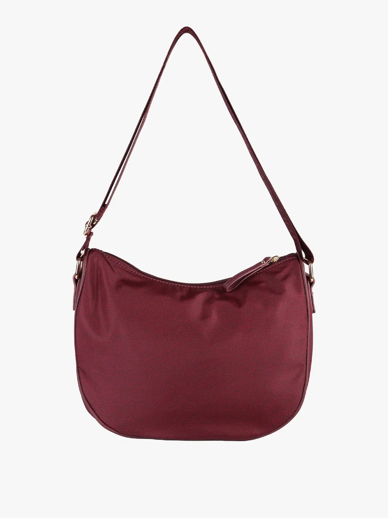 Borsa a tracolla da donna in tessuto nylon con stampa texture - bordeaux