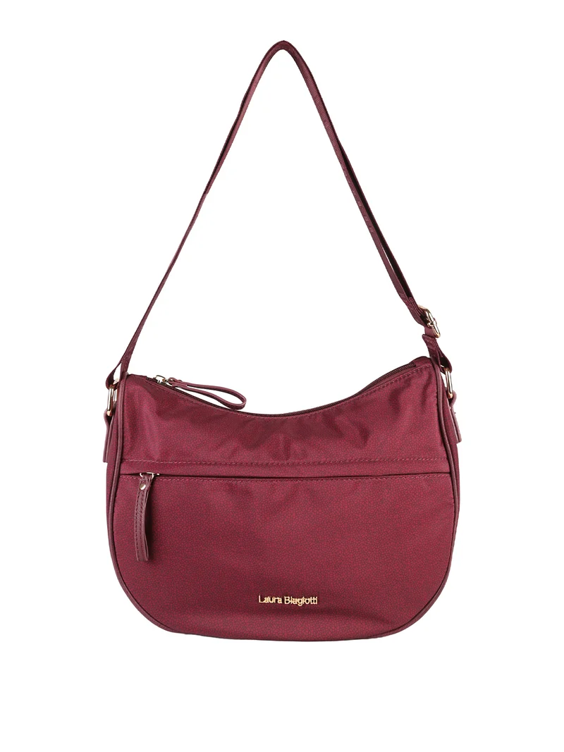 Borsa a tracolla da donna in tessuto nylon con stampa texture - bordeaux