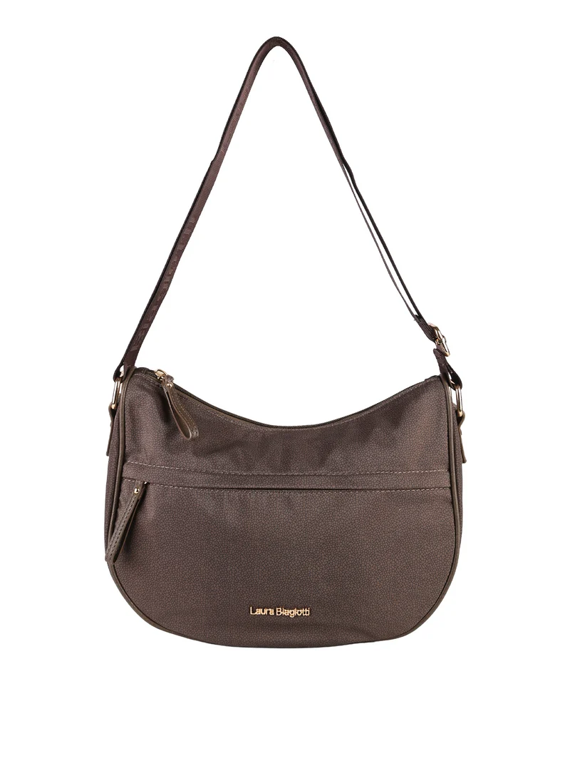 Borsa a tracolla da donna in tessuto nylon con stampa texture - moro