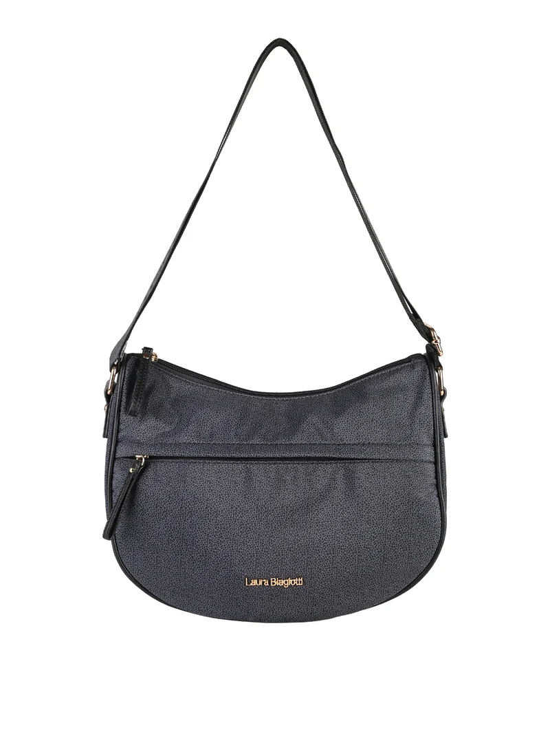 Borsa a tracolla da donna in tessuto nylon con stampa texture - nero
