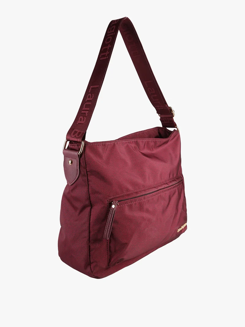 Borsa a tracolla da donna in nylon con stampa texture - bordeaux