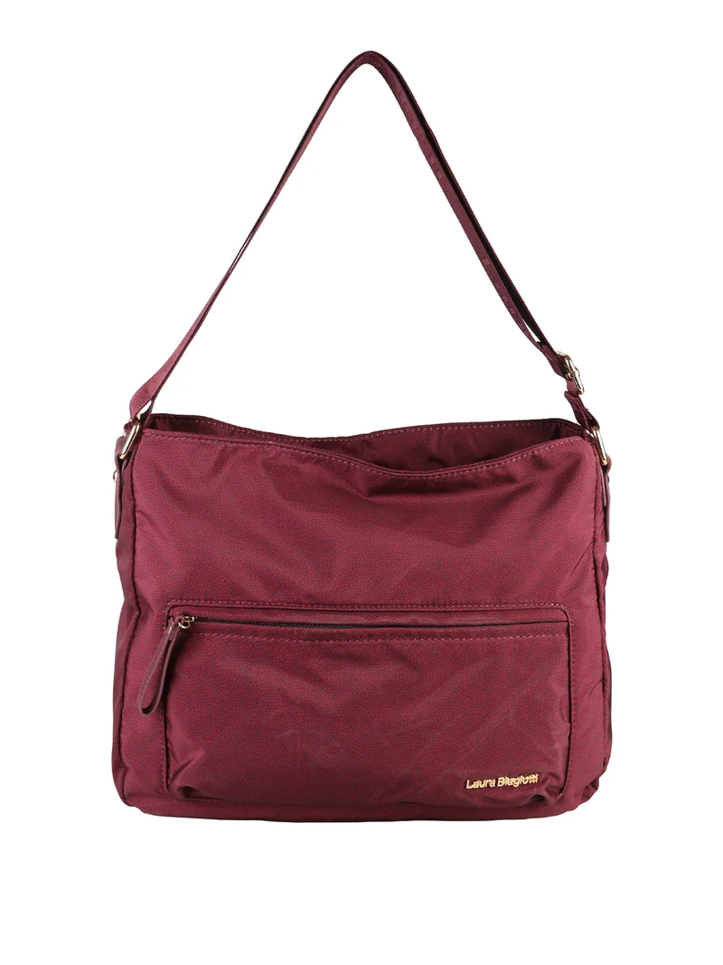 Borsa a tracolla da donna in nylon con stampa texture - bordeaux