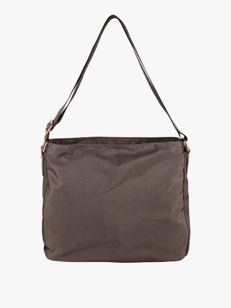 Borsa a tracolla da donna in nylon con stampa texture - moro