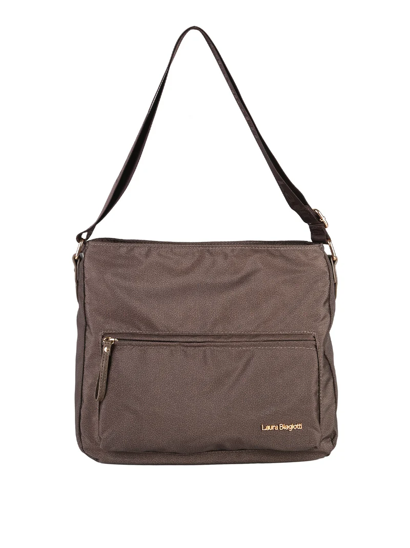 Borsa a tracolla da donna in nylon con stampa texture - moro
