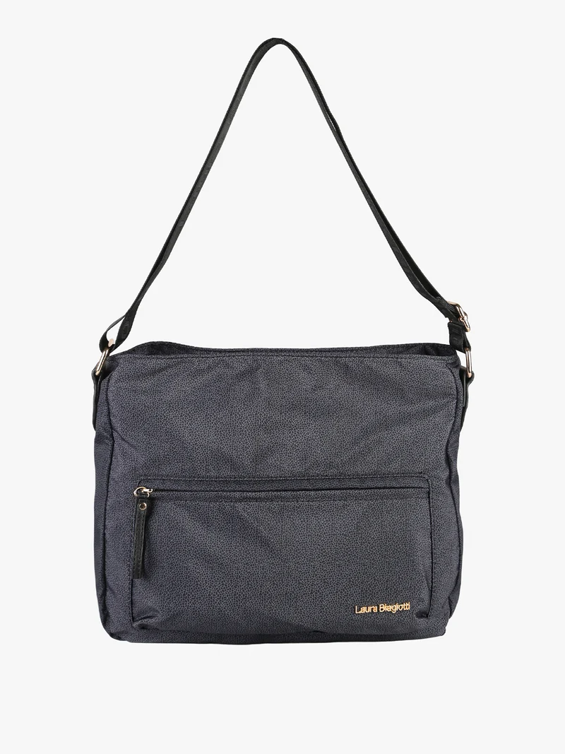 Borsa a tracolla da donna in nylon con stampa texture - nero
