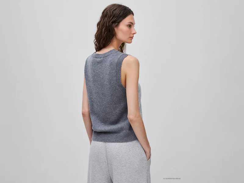 Strickweste aus 100 % Wolle mit Farbblockmuster