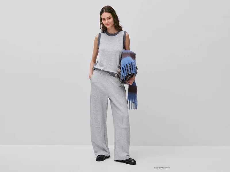 Strickweste aus 100 % Wolle mit Farbblockmuster