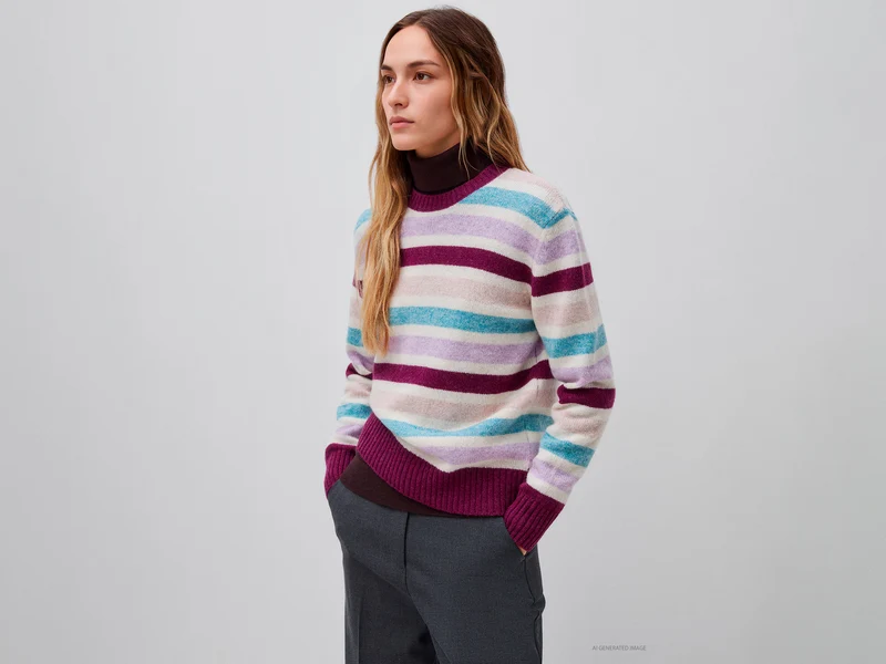 Gestreifter Pullover aus 100 % Shetlandwolle