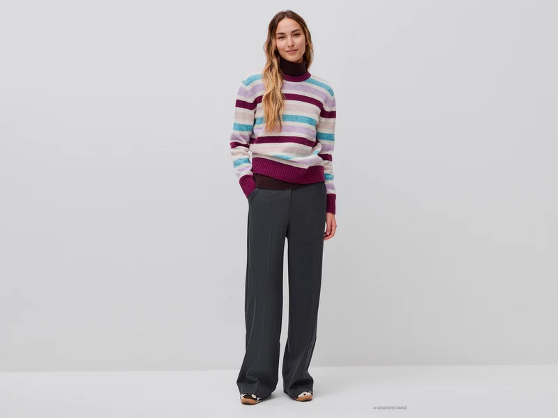 Gestreifter Pullover aus 100 % Shetlandwolle