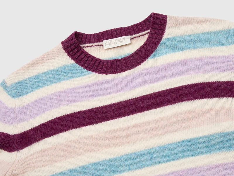 Gestreifter Pullover aus 100 % Shetlandwolle