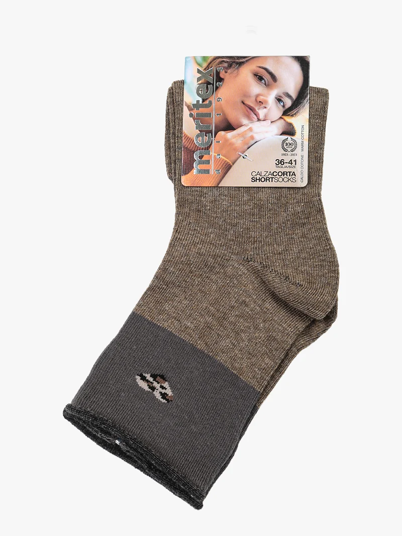 Calze donna in caldo cotone con stampa cuore - fango