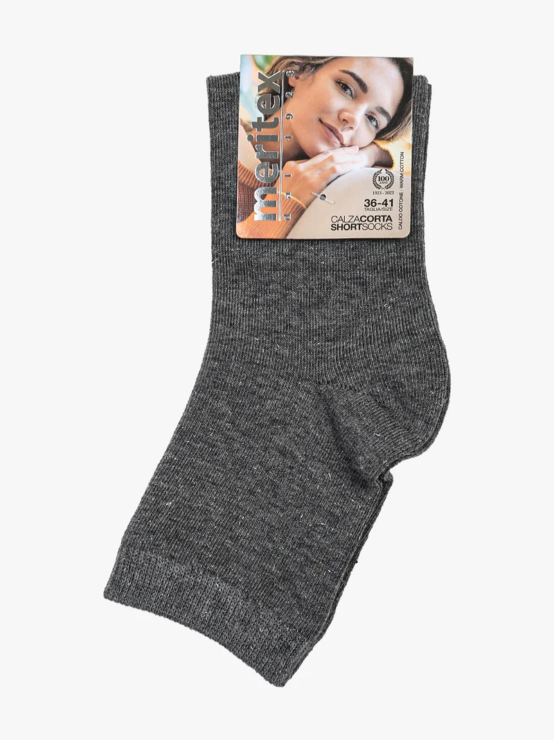 Calze corte donna con lurex in caldo cotone - grigio scuro