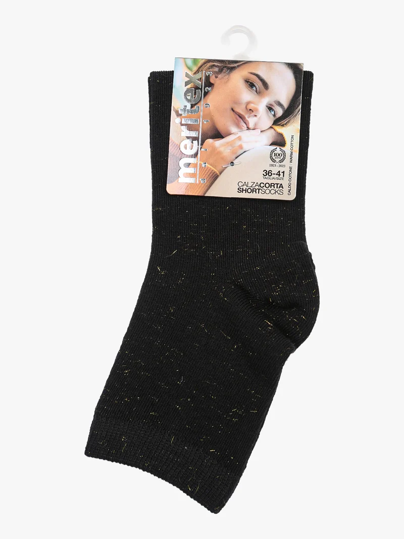 Calze corte donna con lurex in caldo cotone - oro