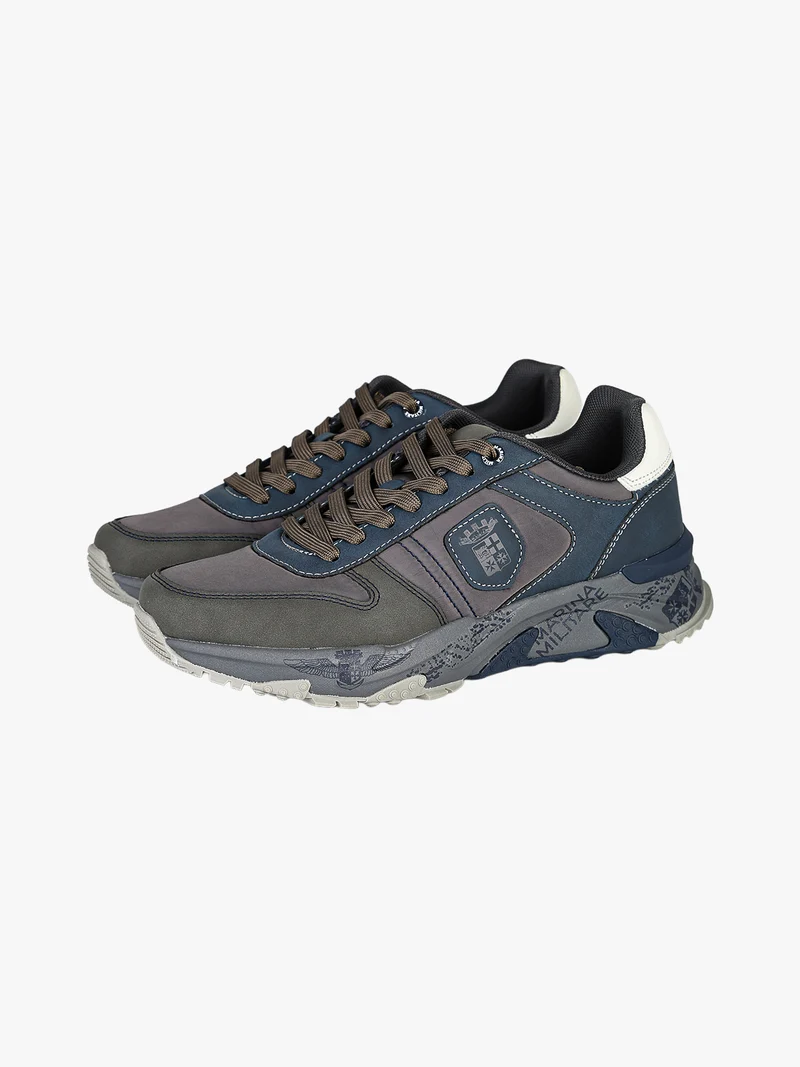 Sneakers stringate da uomo con plantare memory soft - blu scuro