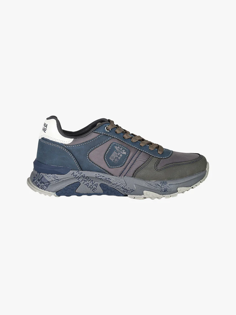 Sneakers stringate da uomo con plantare memory soft - blu scuro