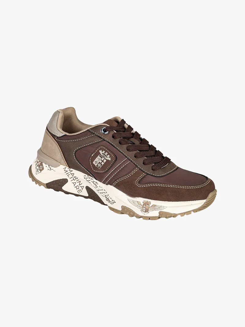 Sneakers stringate da uomo con plantare memory soft - moro