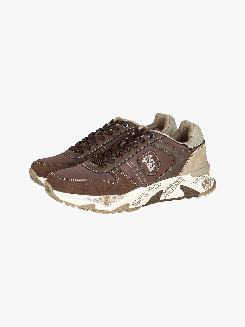 Sneakers stringate da uomo con plantare memory soft - moro