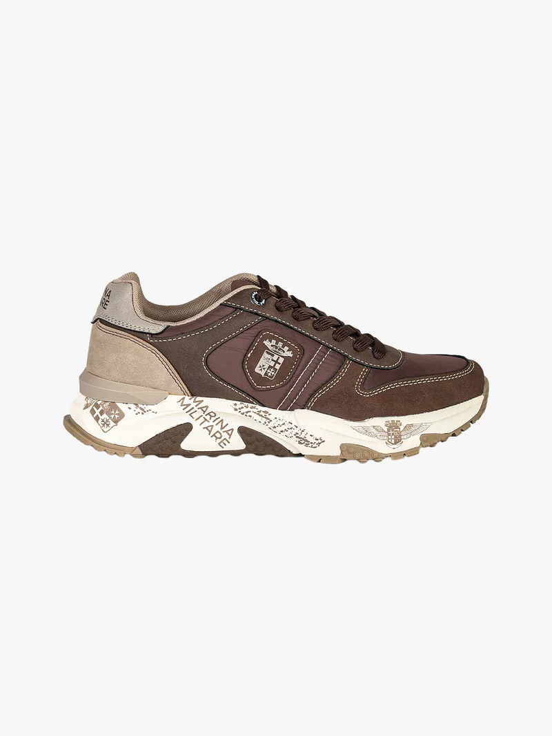 Sneakers stringate da uomo con plantare memory soft - moro