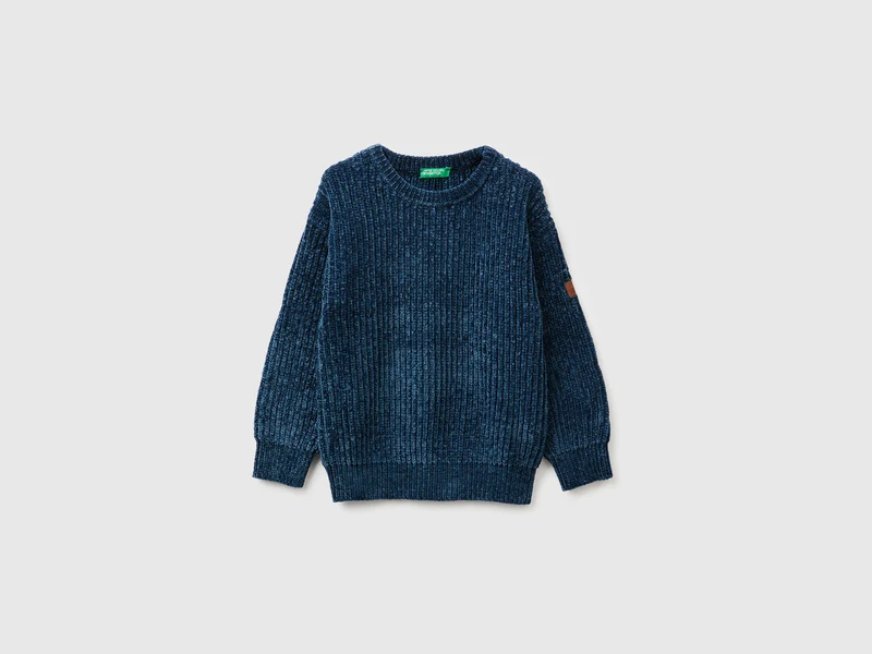 Chenille-Pullover mit Rundhalsausschnitt