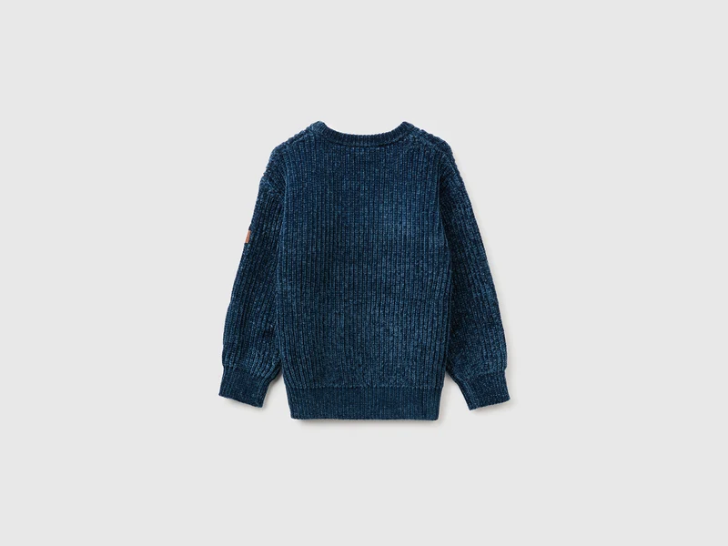 Chenille-Pullover mit Rundhalsausschnitt