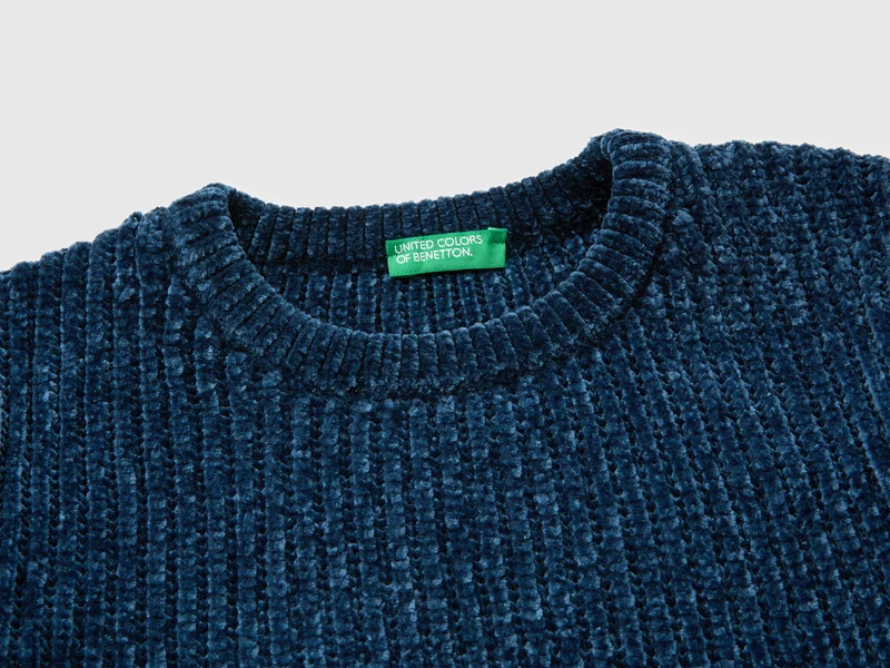 Chenille-Pullover mit Rundhalsausschnitt