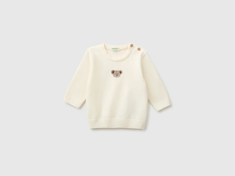 Chenille-Pullover mit Stickerei