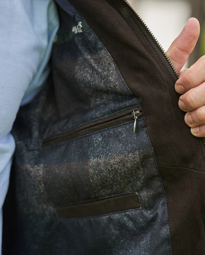 Lederjacke "Josh" für Herren in Lammnubukleder