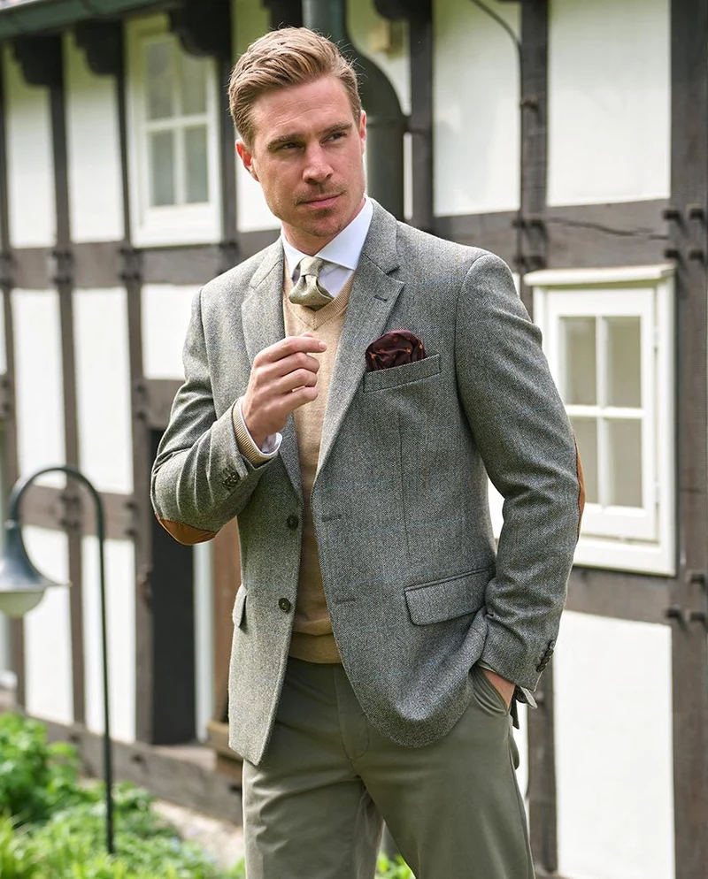 Sakko "Charles" im hellgrauen Fischgrat aus Lovat Tweed