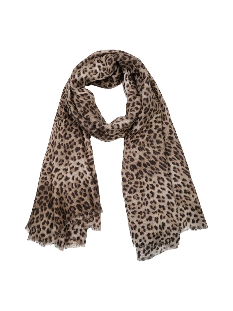 Sciarpa donna in viscosa con stampa animalier - grigio