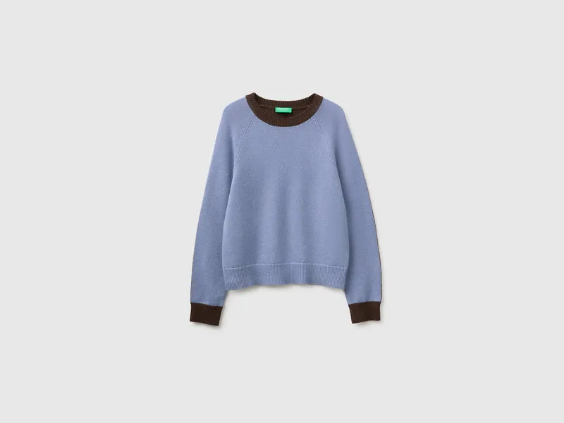 Farbblockpullover aus 100 % Wolle