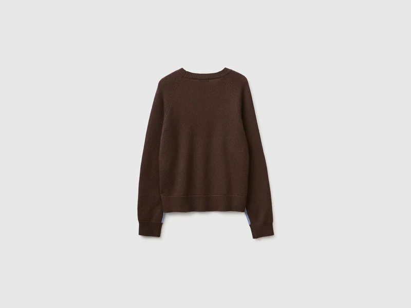Farbblockpullover aus 100 % Wolle