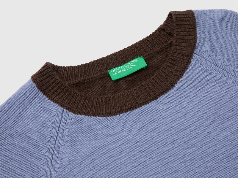Farbblockpullover aus 100 % Wolle