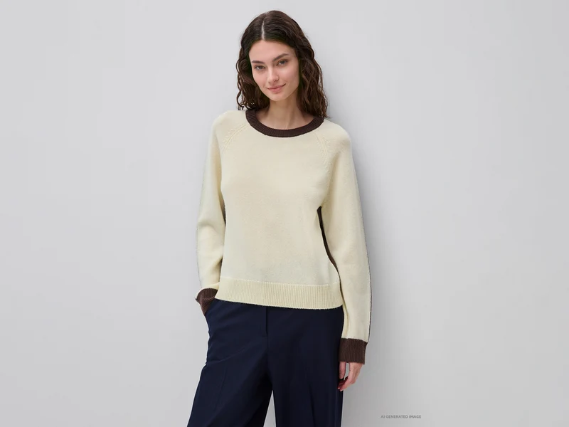 Farbblockpullover aus 100 % Wolle